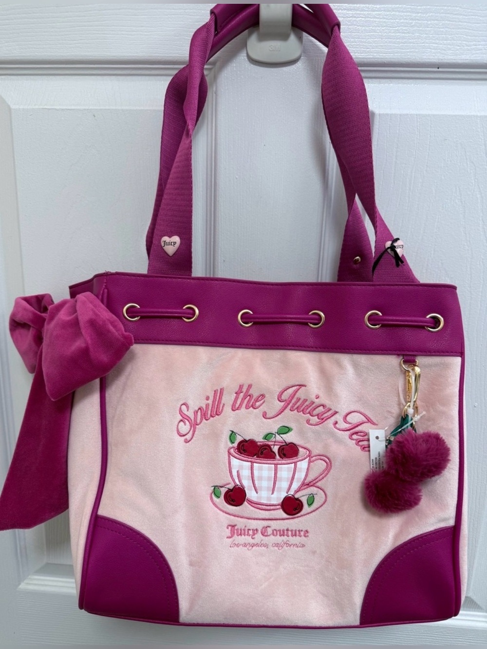 NWT Juicy Couture Sweet Tea Party Daydreamer Tote in Pink Clay